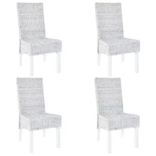 vidaXL 4 db fehér  Kubu rattan és mangófa étkezőszék