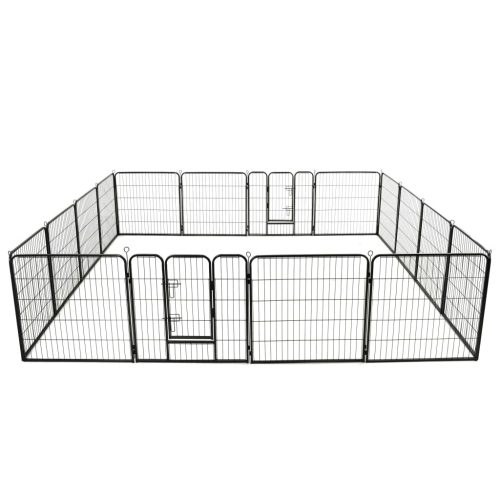 vidaXL fekete színű acél kutyakennel 16 panelből 80 x 80 cm