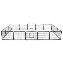   vidaXL fekete színű acél kutyakennel 16 panelből 60 x 80 cm