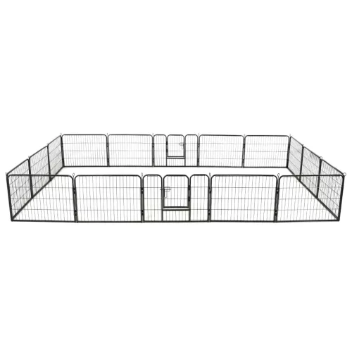 vidaXL fekete színű acél kutyakennel 16 panelből 60 x 80 cm