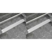   vidaXL 2 db lineáris rozsdamentes acél vonal zuhany lefolyó 830x140 mm