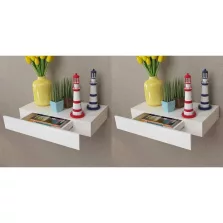 vidaXL 2 db fehér lebegő fali polc fiókkal 48 cm