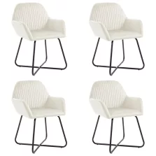vidaXL 4 db krémszínű bársony étkezőszék