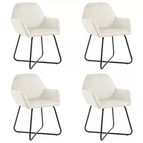 vidaXL 4 db krémszínű bársony étkezőszék