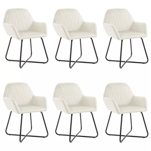 vidaXL 6 db krémszínű bársony étkezőszék