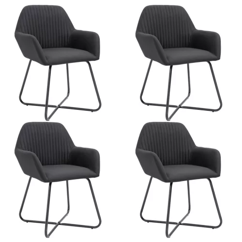 vidaXL 4 db fekete szövet étkezőszék