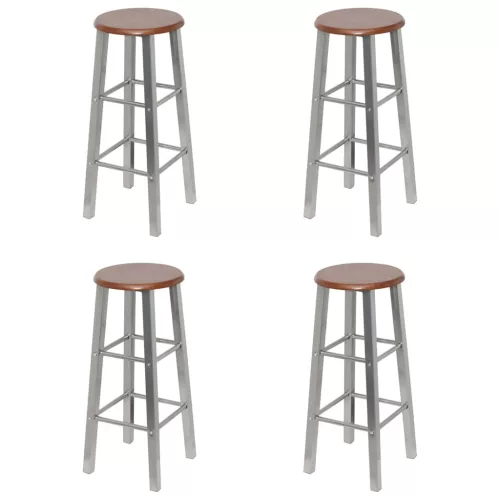 vidaXL 4 db ezüst és barna MDF bárszék