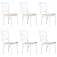  vidaXL 6 db fehér és natúr színű tömör gumifa étkezőszék