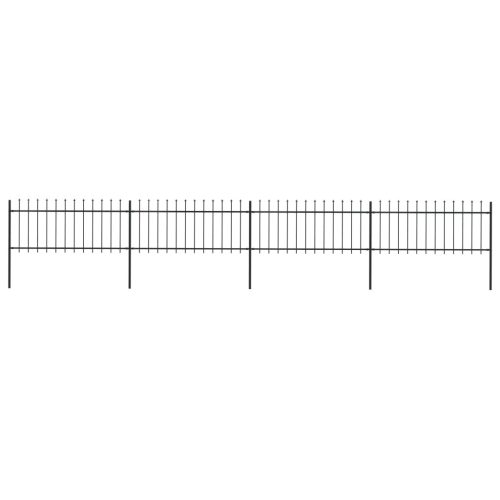 vidaXL fekete lándzsahegyes tetejű kerti acélkerítés 6,8 x 0,8 m