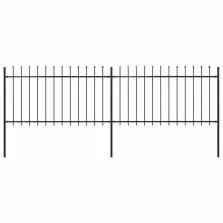   vidaXL fekete acél kerti kerítés lándzsás tetejű 359 x 100 cm