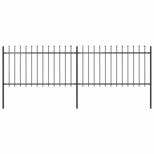 vidaXL fekete acél kerti kerítés lándzsás tetejű 359 x 100 cm
