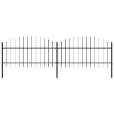   vidaXL fekete lándzsahegy tetejű acélkerítés (1-1,25) x 3,4 m