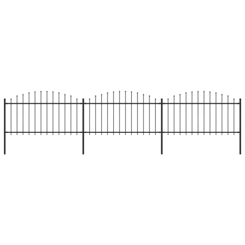 vidaXL fekete lándzsahegyes tetejű acélkerítés (1,25-1,5) x 5,1 m