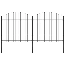   vidaXL fekete lándzsahegyes tetejű acélkerítés (1,5-1,75) x 3,4 m