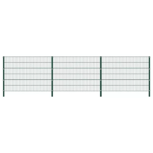 vidaXL zöld vas kerítéspanel oszlopokkal 5,1 x 1,2 m