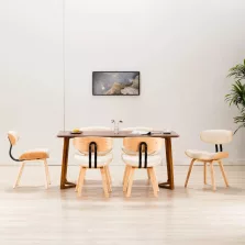   vidaXL 6 db krémszínű hajlított fa és műbőr étkezőszék