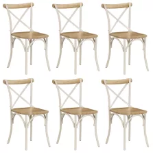   vidaXL 6 db fehér tömör mangófa kereszt háttámlás szék