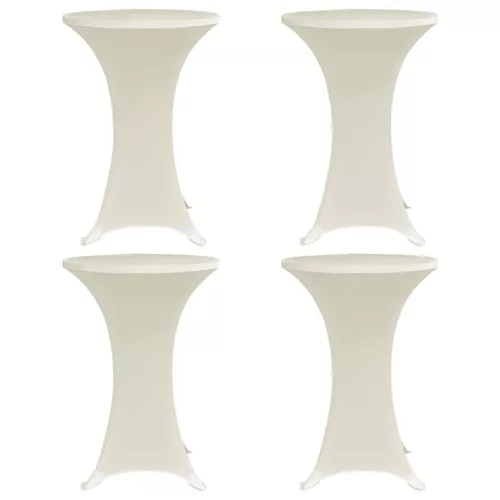 vidaXL 4 db krémszínű sztreccs asztalterítő bárasztalhoz Ø60 cm