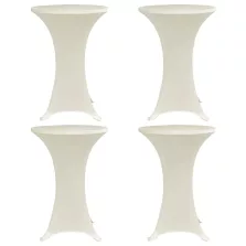   vidaXL 4 db krémszínű sztreccs asztalterítő bárasztalhoz Ø70 cm