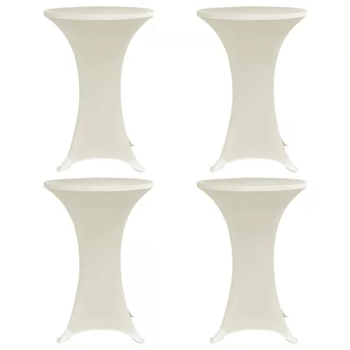 vidaXL 4 db krémszínű sztreccs asztalterítő bárasztalhoz Ø70 cm