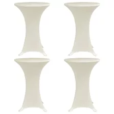   vidaXL 4 db krémszínű sztreccs asztalterítő bárasztalhoz Ø80 cm