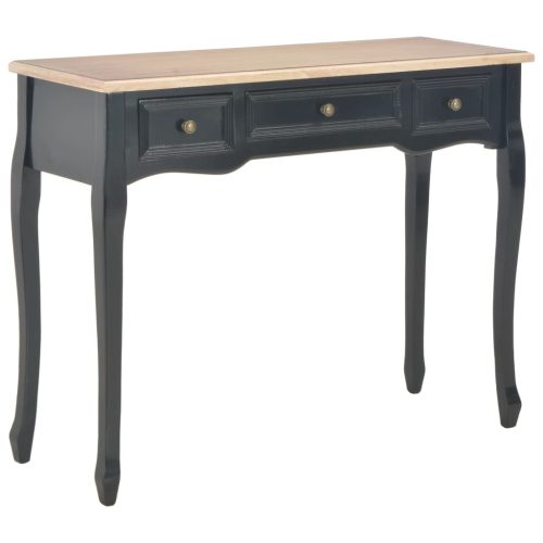 280046 vidaXL Dressing Console Table with 3 Drawers Black