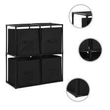   vidaXL acél tárolószekrény 4 db fekete szövetkosárral 63 x 30 x 71 cm
