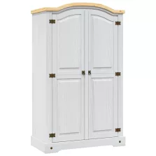   vidaXL 2 ajtós fehér Corona-stílusú mexikói fenyő ruhásszekrény