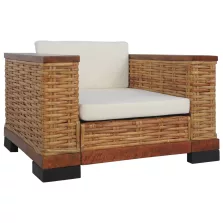 vidaXL barna természetes rattan fotel párnával