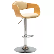 vidaXL krémszínű hajlított fa és műbőr bárszék