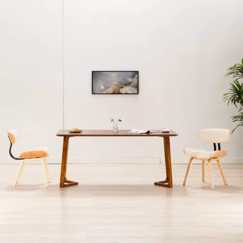 vidaXL 2 db krémszínű hajlított fa és műbőr étkezőszék