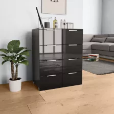   vidaXL magasfényű fekete szerelt fa tálalószekrény 60 x 35 x 80 cm