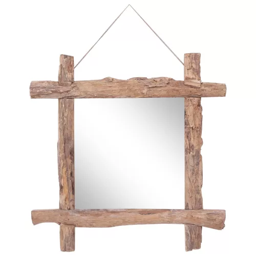 vidaXL természetes színű újrahasznosított tíkfa rönktükör 70 x 70 cm