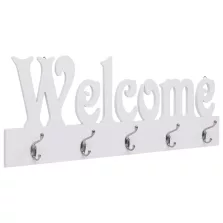   vidaXL fehér "WELCOME" feliratú fali fogas 74 x 29,5 cm