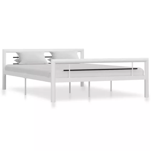 vidaXL fehér és fekete fém ágykeret 160 x 200 cm