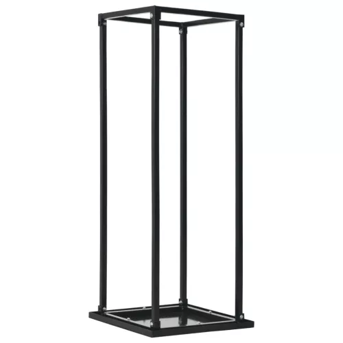 vidaXL fekete acél tűzifatároló alappal 37 x 37 x 113 cm