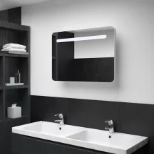   vidaXL tükrös fürdőszobaszekrény LED világítással 80 x 9,5 x 55 cm