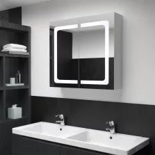   vidaXL tükrös fürdőszobaszekrény LED világítással 80 x 12,2 x 68 cm