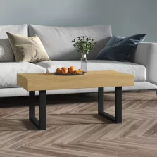   vidaXL világosbarna és fekete MDF és vas dohányzóasztal 90x45x40 cm