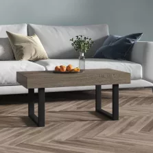   vidaXL szürke és fekete MDF és vas dohányzóasztal 90x45x40 cm