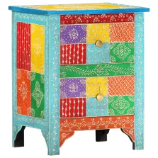   vidaXL kézzel festett tömör mangófa éjjeliszekrény 40 x 30 x 50 cm