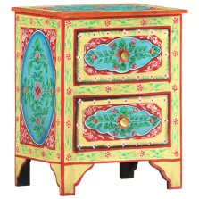   vidaXL kézzel festett tömör mangófa éjjeliszekrény 40 x 30 x 50 cm