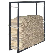 vidaXL fekete acél tűzifatároló 100 x 25 x 100 cm