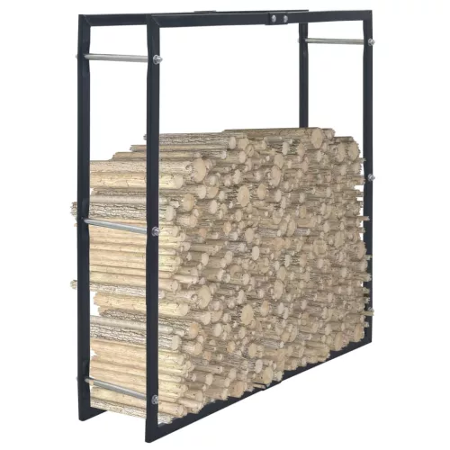 vidaXL fekete acél tűzifatároló 100 x 25 x 100 cm