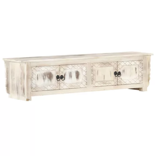 vidaXL fehér tömör mangófa TV-szekrény 140 x 30 x 35 cm