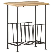   vidaXL tömör mangófa és acél újságtartó 40 x 30 x 50 cm