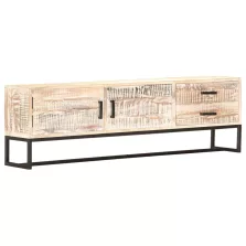vidaXL fehér tömör akácfa TV-szekrény 140 x 30 x 45 cm