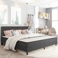   vidaXL szürke szövetkárpitozású rugós ágykeret 200 x 200 cm