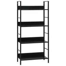   vidaXL 4 szintes fekete szerelt fa könyvespolc 60 x 27,6 x 124,5 cm
