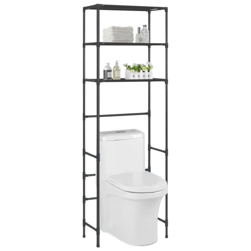 vidaXL 3 szintes fekete WC feletti tárolóállvány 53 x 28 x 169 cm